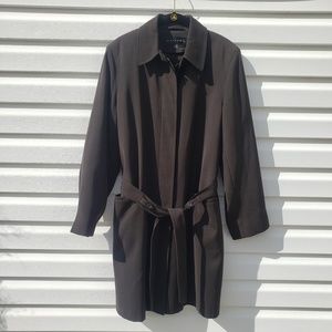Gallery Womans Black Trench Coat Size Small